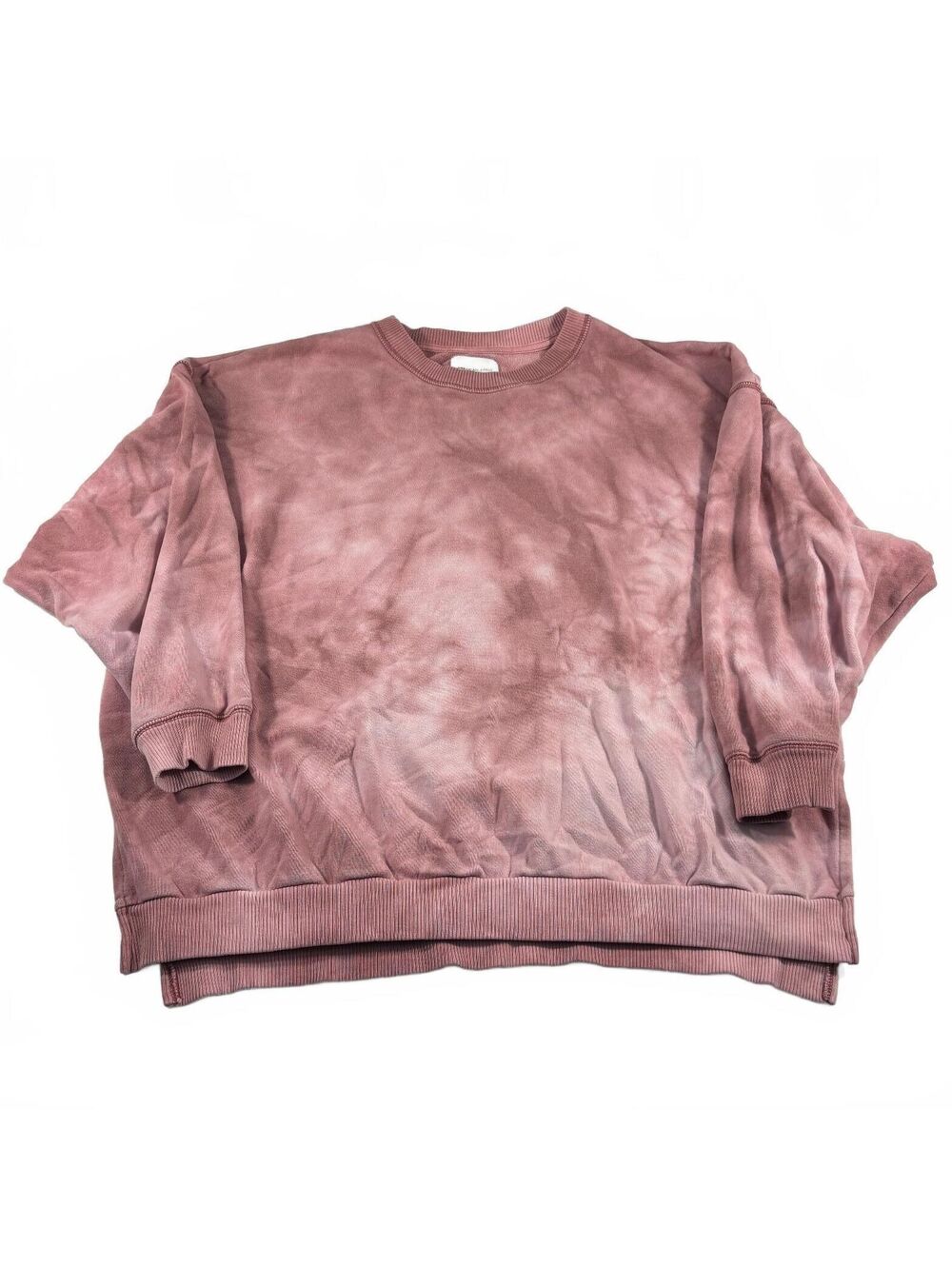 American Eagle Women's Mauve Oversized Tie-Dye Jegging-Fit Crewneck Sweatshirt S